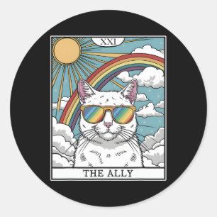 Funny Ally Cat Sunglasses Lgbtq Gay Lesbian Biual Runder Aufkleber