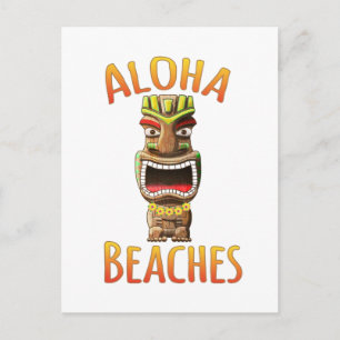 Funny Aloha Beaches Hawaiian Tiki Postkarte