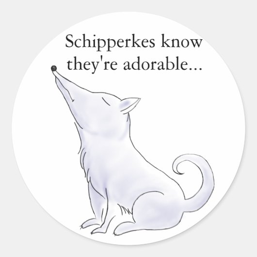 Funny Aloof Schipperke Dog Cartoon Runder Aufkleber (Vorderseite)