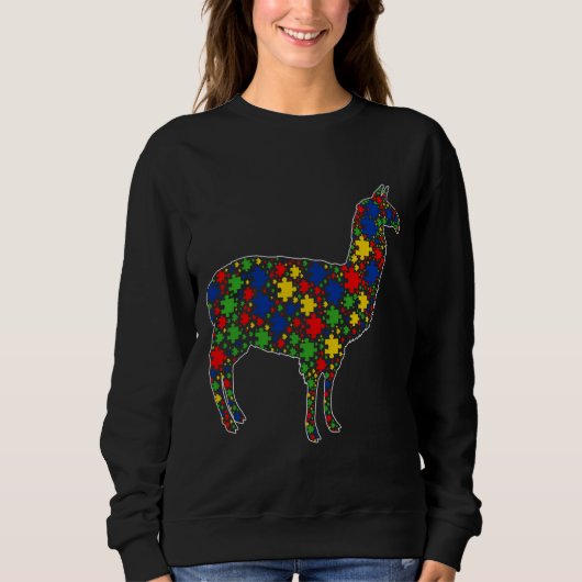 Funny Alpaca Animals Puzzle Pieces Autisenes Sweatshirt (Vorderseite)