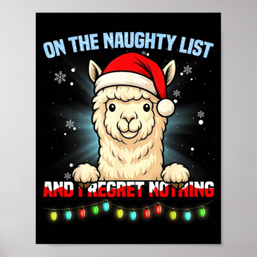 Funny Alpaca Christmas Santa Hat Xmas Men Women Ki Poster (Vorne)