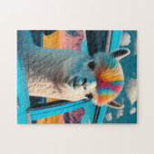 Funny Alpaca Im Fünfspänner über den Gotthard Puzzle (Horizontal)