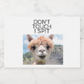 Funny Alpaca Llama Don't Touch I Spit Alkoholflaschenetikett (Einzelnes Label)