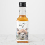 Funny Alpaca Llama Don't Touch I Spit Alkoholflaschenetikett (Vorderseite)