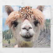 Funny Alpaca Llama Don't Touch I Spit Bierflaschenetikett (Einzelnes Label)