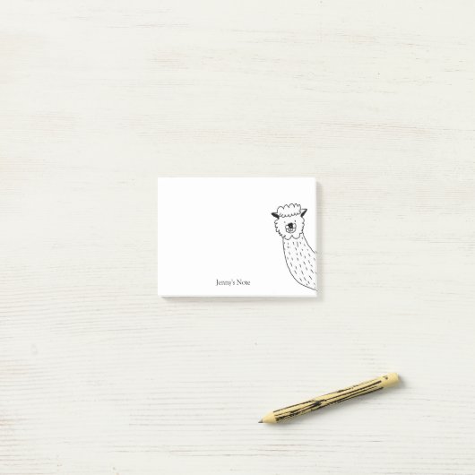 Funny Alpaca llama Illustration Individuelle Name Post-it Klebezettel (Auf Schreibtisch)