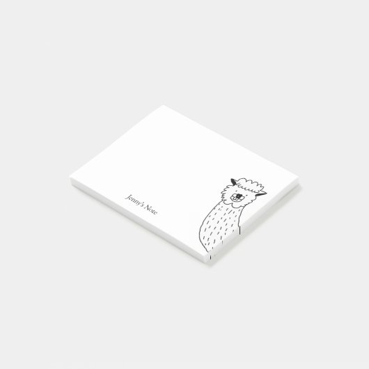 Funny Alpaca llama Illustration Individuelle Name Post-it Klebezettel (angewinkelt)
