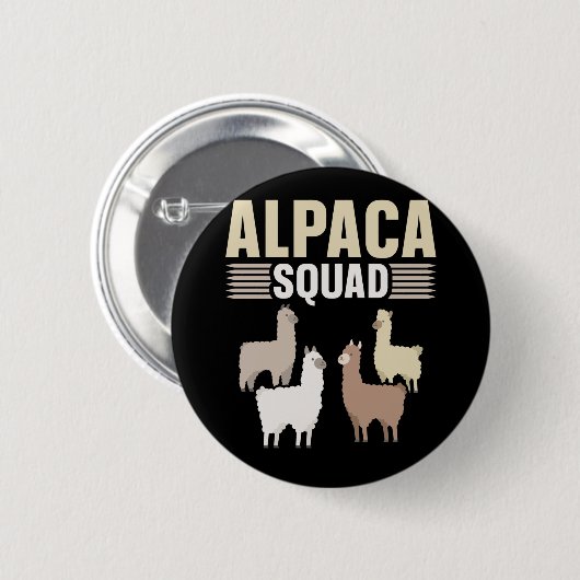 Funny Alpaca Squad Animal Lover Button (Vorne & Hinten)