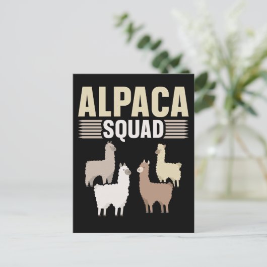 Funny Alpaca Squad Animal Lover Postkarte (Stehend Vorderseite)