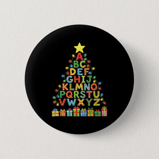 Funny Alphabet Christmas Tree Graphic Abc A-z Teac Button (Vorderseite)