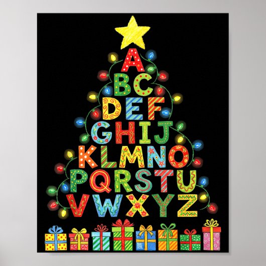 Funny Alphabet Christmas Tree Graphic Abc A-z Teac Poster (Vorne)