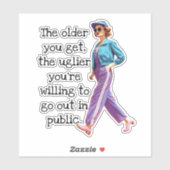 Funny Älter bekommt man sarkastisch Retro Hausfrau Aufkleber (Blatt)