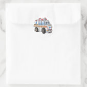 Funny Ambulance Cartoon Runder Aufkleber (Tasche)