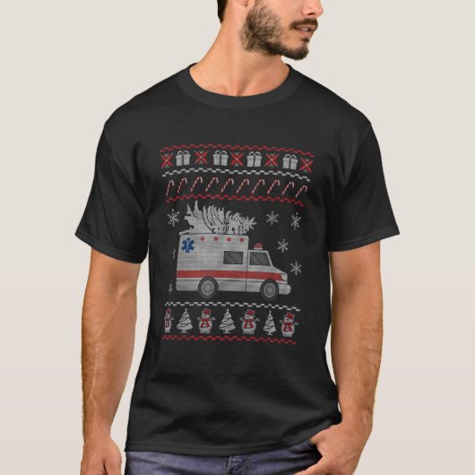 Funny Ambulance EMT Paramedic Christmas Unisex Ad T-Shirt (Vorderseite)