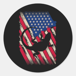 Funny America Bartded Dragon American Flag Happy 4 Runder Aufkleber