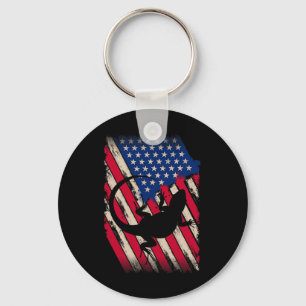 Funny America Bartded Dragon American Flag Happy 4 Schlüsselanhänger