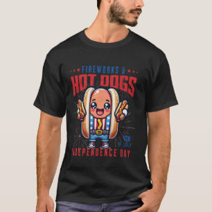 Funny America Day Offen amerikanischer Hotdog fris T-Shirt