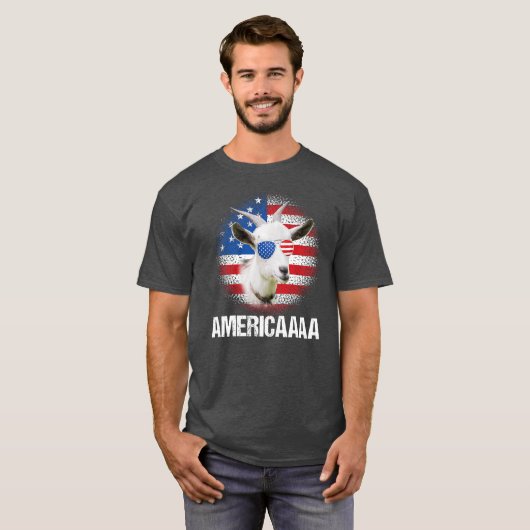 Funny Americaaa Goat USA Flag Sonnenbrillen Bauern T-Shirt (Vorne ganz)
