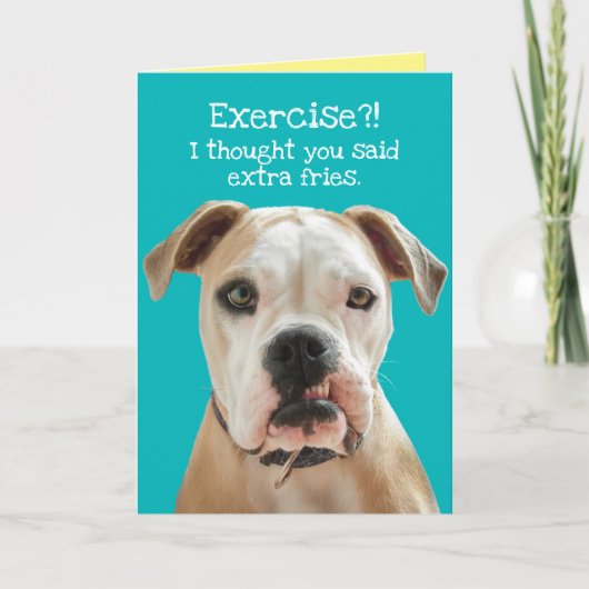 Funny American Bulldog - Extra Fries Geburtstag Karte (Vorderseite)