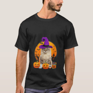 Funny American Curl Cat Halloween Hexenkürbis V T-Shirt