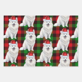 Funny American Eskimo Christmas Dog Red Kariert Geschenkpapier Set (Vorderseite)