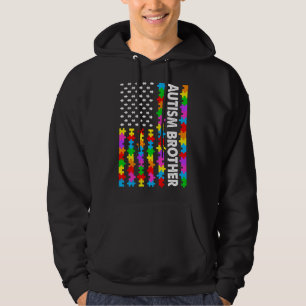 Funny American Flag Autism Brother Autismus Awaren Hoodie