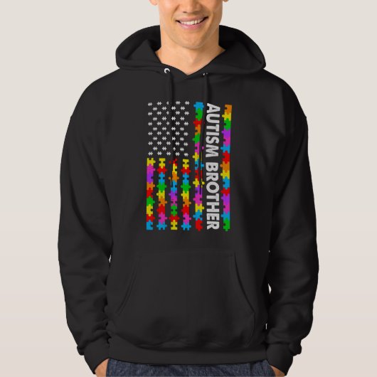 Funny American Flag Autism Brother Autismus Awaren Hoodie (Vorderseite)