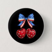 Funny American Flag Cherry Coquette Bow 4. Juli Button (Vorderseite)