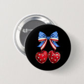 Funny American Flag Cherry Coquette Bow 4. Juli Button (Vorne & Hinten)