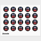 Funny American Flag Cherry Coquette Bow 4. Juli Runder Aufkleber (Blatt)