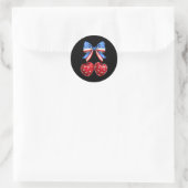 Funny American Flag Cherry Coquette Bow 4. Juli Runder Aufkleber (Tasche)