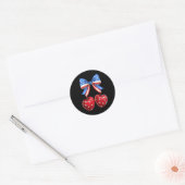 Funny American Flag Cherry Coquette Bow 4. Juli Runder Aufkleber (Umschlag)