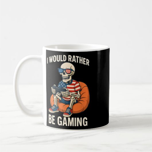 Funny American Flag Cool Skeleton Gamer Video Gami Kaffeetasse (Links)