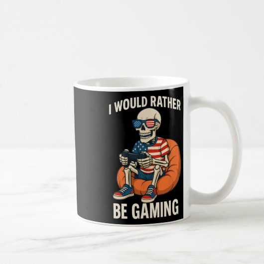 Funny American Flag Cool Skeleton Gamer Video Gami Kaffeetasse (Rechts)