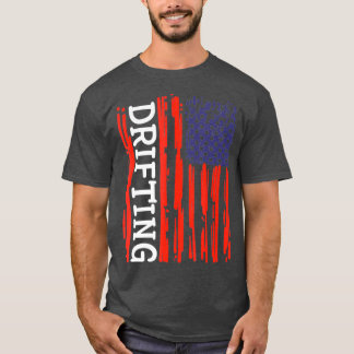 Funny American Flag Drift Cars Burnout Race Car T-Shirt