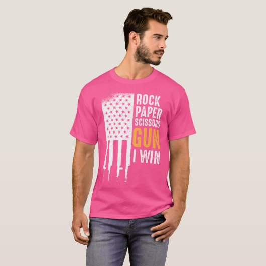 Funny American Flag Gun Shirt Rock Paper Scheren (Vorne ganz)