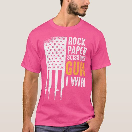 Funny American Flag Gun Shirt Rock Paper Scheren (Vorderseite)