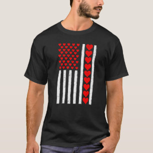 Funny American Flag Heart Valentine's D T-Shirt