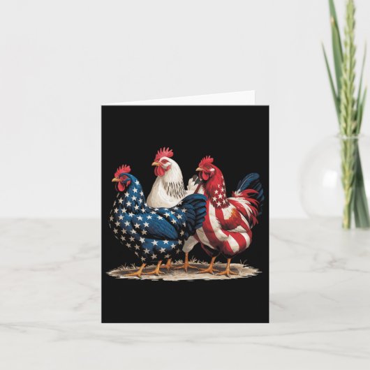 Funny American Flag Rooster Independence Day 4. O Karte (Vorderseite)