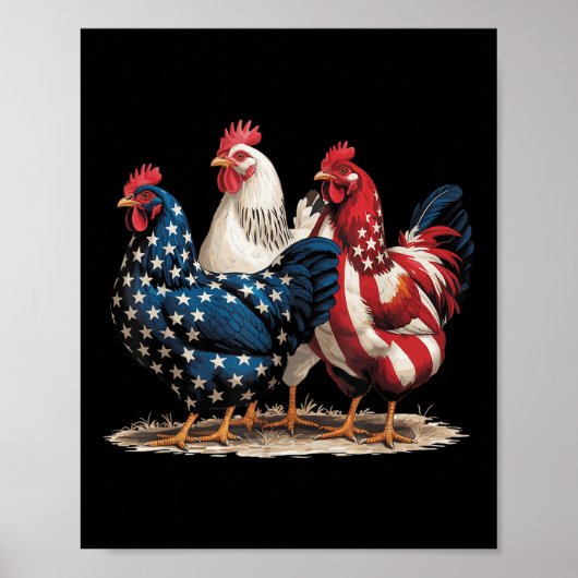Funny American Flag Rooster Independence Day 4. O Poster (Vorne)