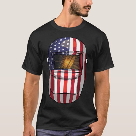 Funny American Flag Schweißen Männer Frauen Cool W T-Shirt (Vorderseite)