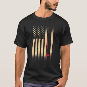 Funny American Flag Vintage Fänge Rod Retrofisch T-Shirt