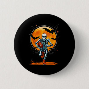 Funny American Football Skeleton Player Halloween Button