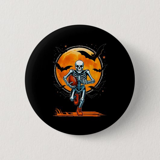 Funny American Football Skeleton Player Halloween Button (Vorderseite)