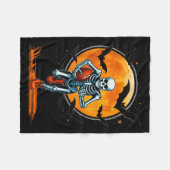 Funny American Football Skeleton Player Halloween Fleecedecke (Vorderseite (Horizontal))