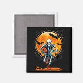 Funny American Football Skeleton Player Halloween Magnet (Vorderseite/Rückseite)