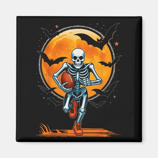 Funny American Football Skeleton Player Halloween Magnet (Vorne)
