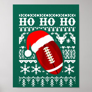 Funny American Football Ugly Christmas Sweater Boy Poster