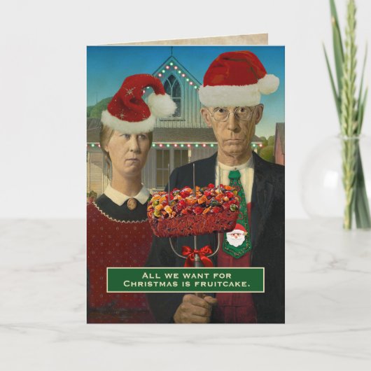 Funny American Gothic Christmas Fruitcake Feiertagskarte (Vorderseite)