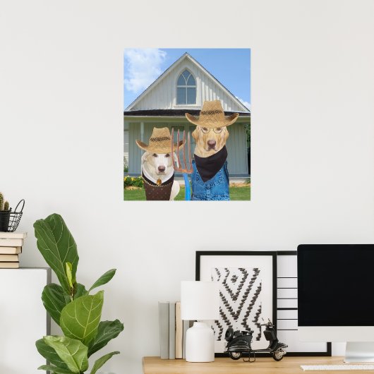Funny American Gothic Labrador Poster (Heimbüro)